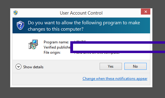 Screenshot where Teknica Software Inc. appears as the verified publisher in the UAC dialog